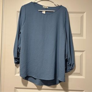 Carole Christian Blue Women's Blouse with Puff Sleeve
